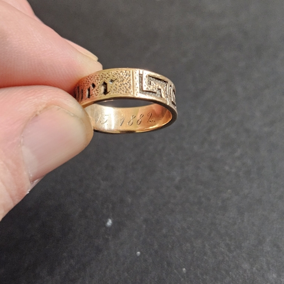 1882 Victorian Vintage Mourning Ring Enlaced Woth Human Hair - Picture 4 of 8